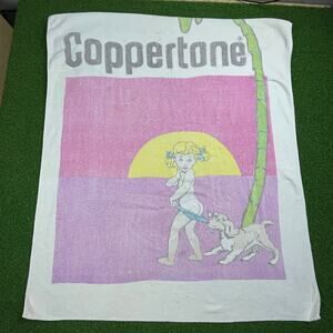 Vintage Coppertone Girl Dog Beach Towel 54x32 Retro Sunscreen Advertising Logo